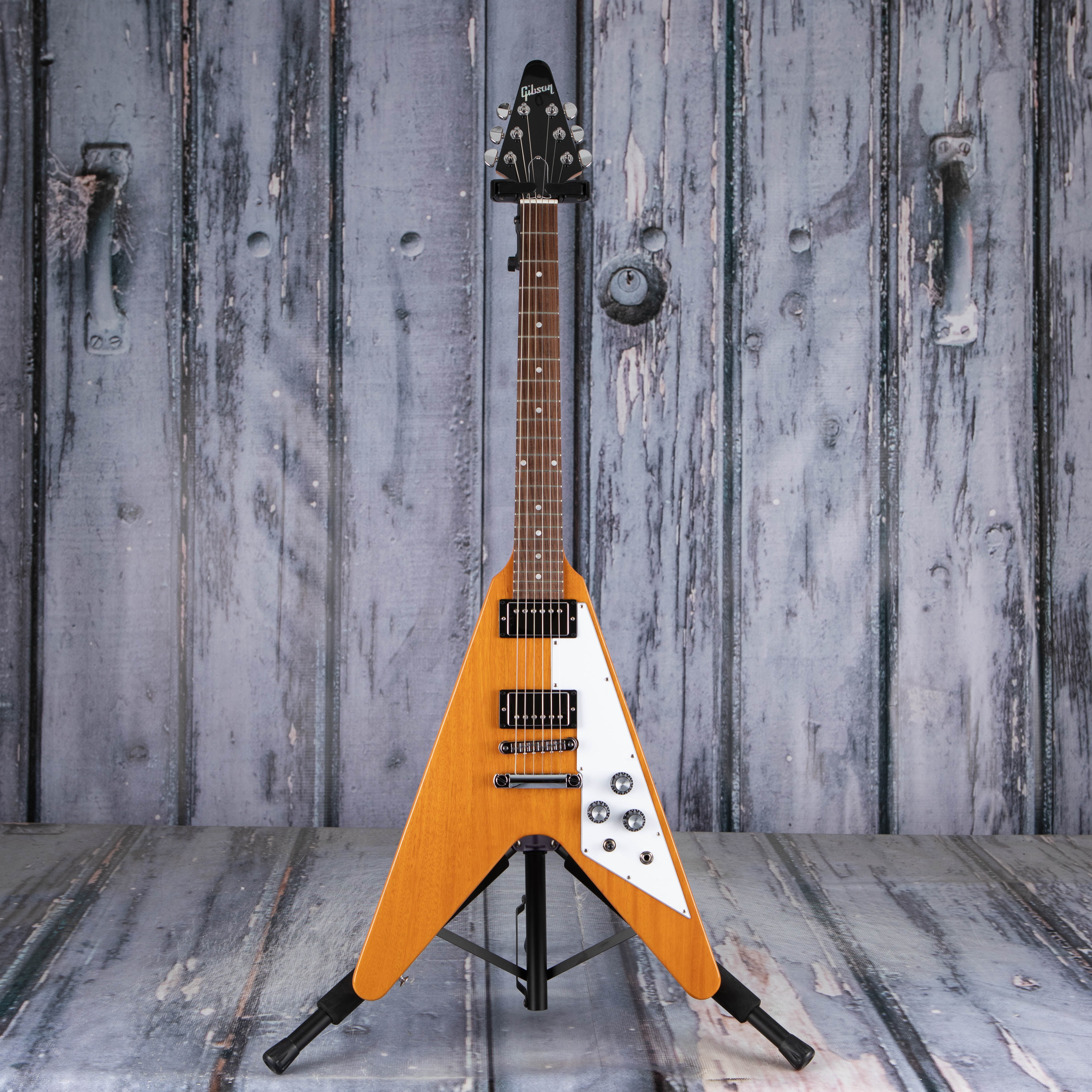 Gibson USA Flying V Electric Guitar, Antique Natural, front