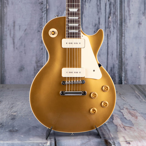 Gibson USA Les Paul Standard '50s P-90 Electric Guitar, Gold Top, front closeup