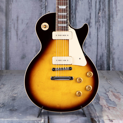 Gibson USA Les Paul Standard '50s P-90 Electric Guitar, Tobacco Burst, front closeup