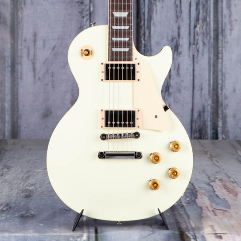 Gibson USA Les Paul Standard 50s Plain Top Electric Guitar, Classic White, front closeup