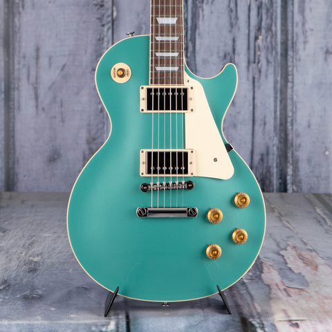 Gibson USA Les Paul Standard 50s Plain Top Electric Guitar, Inverness Green, front closeup