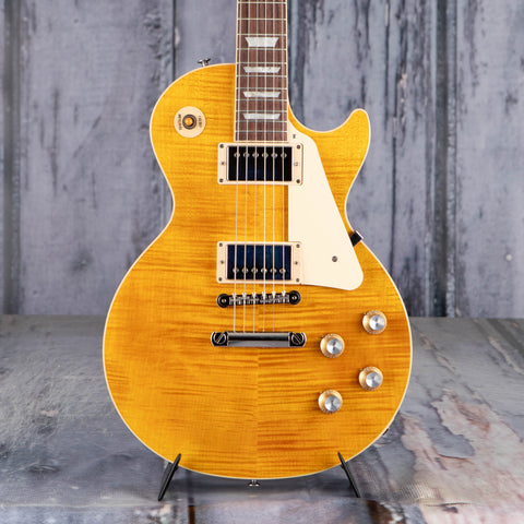 Gibson USA Les Paul Standard 60s Figured Top Electric Guitar, Honey Amber, front closeup