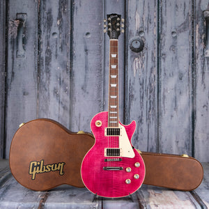 Gibson USA Les Paul Standard 60s Figured Top Electric Guitar, Translucent Fuchsia, case