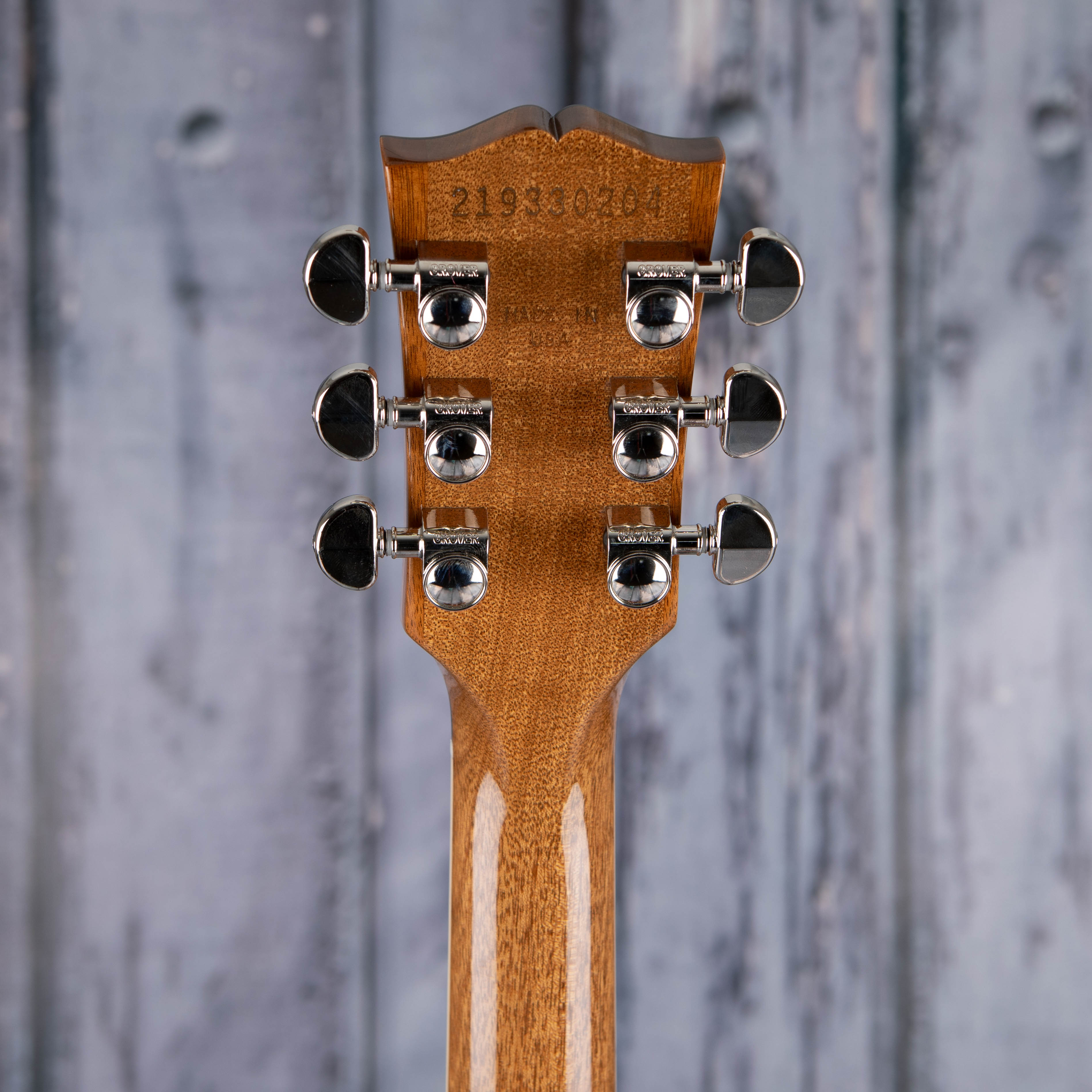 Gibson USA Les Paul Standard 60s Plain Top Electric Guitar, Ebony, back headstock
