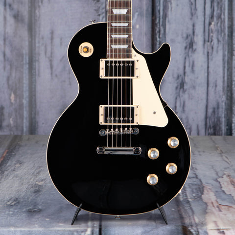 Gibson USA Les Paul Standard 60s Plain Top Electric Guitar, Ebony, front closeup