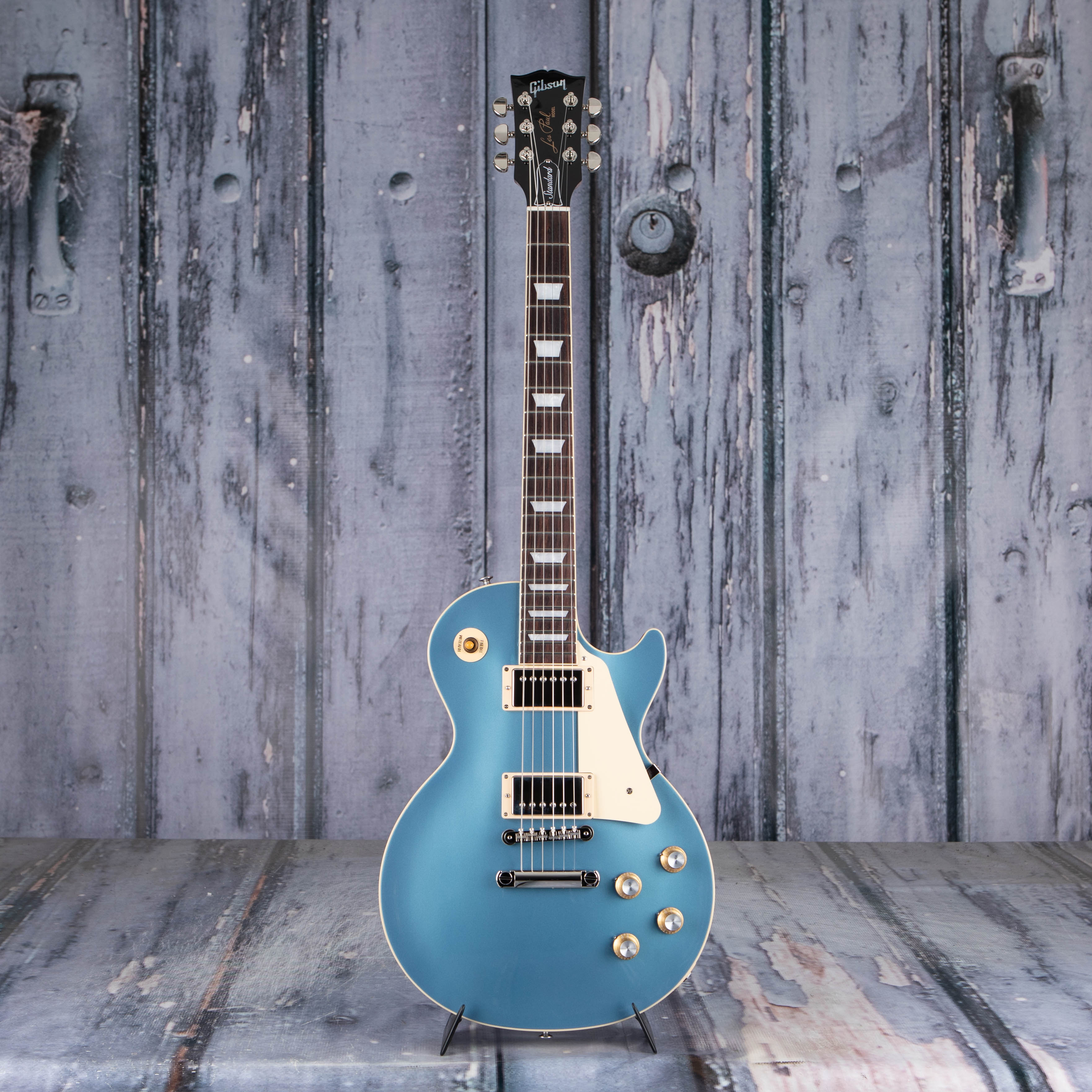 Gibson USA Les Paul Standard 60s Plain Top Electric Guitar, Pelham Blue, front
