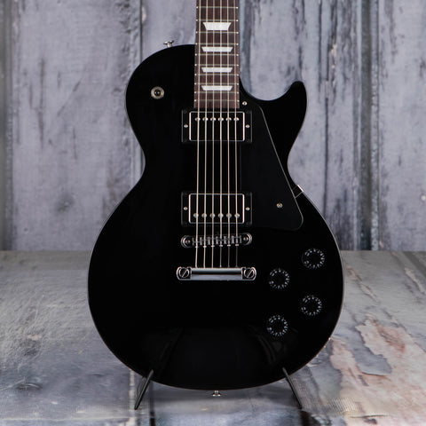 Gibson USA Les Paul Studio Electric Guitar, Ebony, front closeup