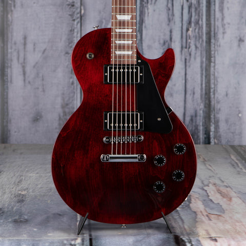 Gibson USA Les Paul Studio Electric Guitar, Wine Red, front closeup