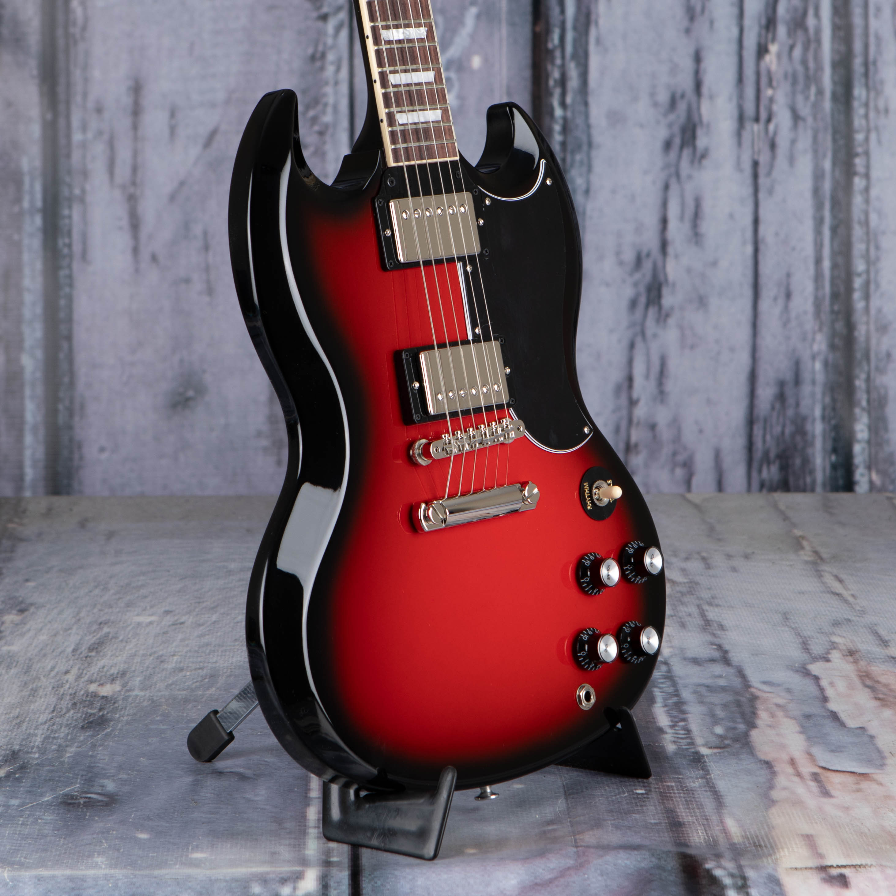 Gibson USA SG Standard '61 Electric Guitar, Cardinal Red Burst, angle