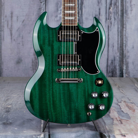 Gibson USA SG Standard '61 Electric Guitar, Translucent Teal, front closeup