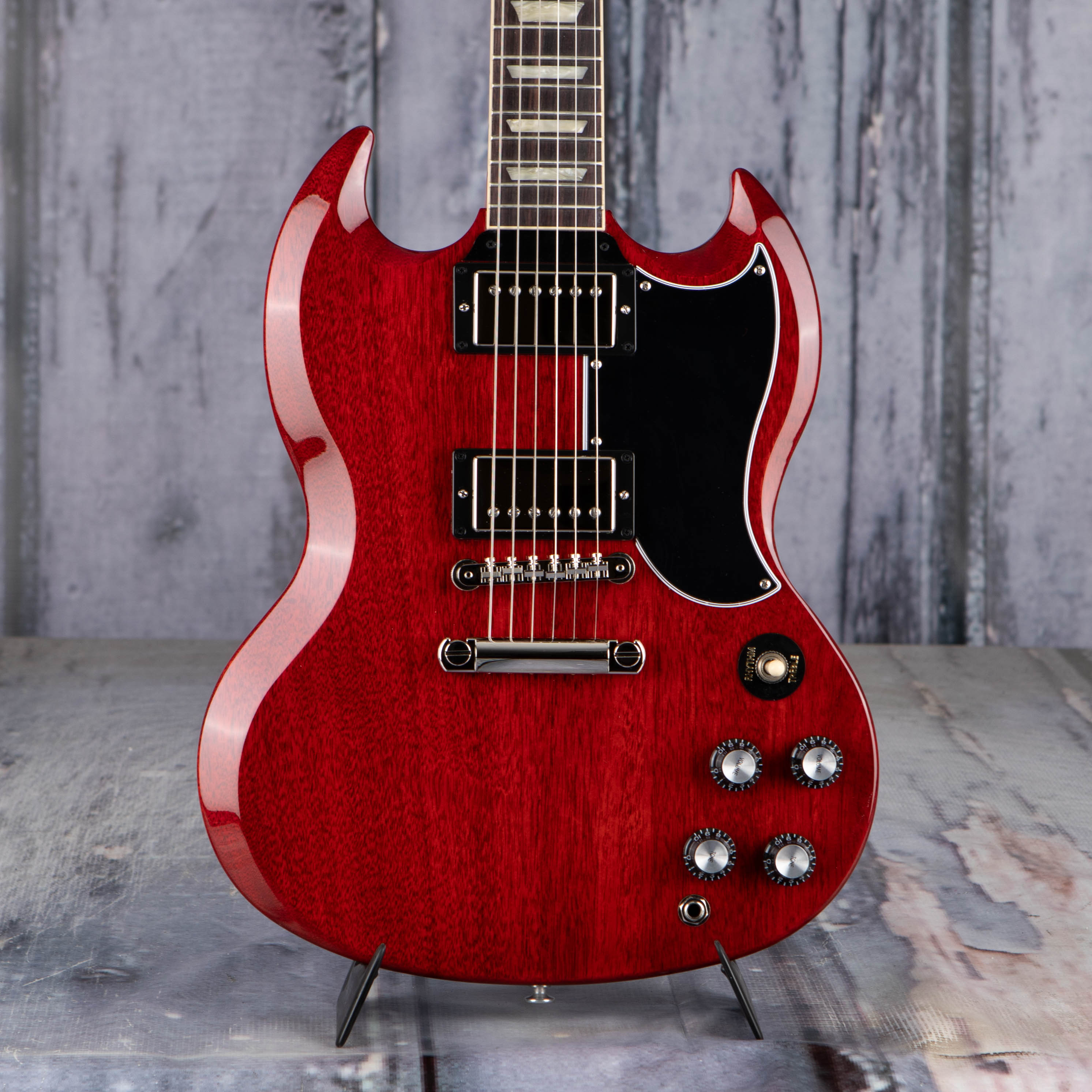 Gibson USA SG Standard '61 Electric Guitar, Vintage Cherry, front closeup