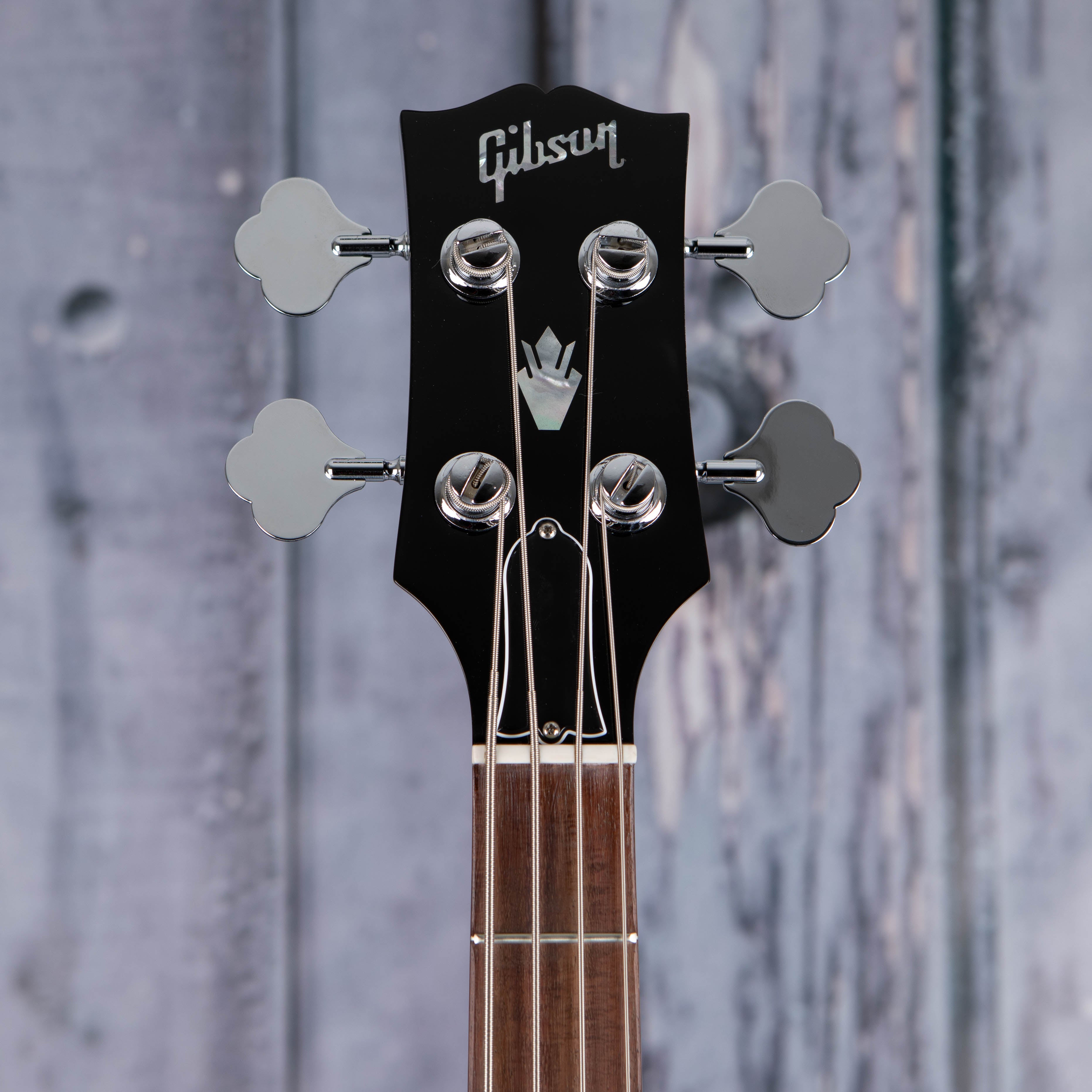,Gibson USA SG Standard Electric Bass Guitar, Ebony, front headstock