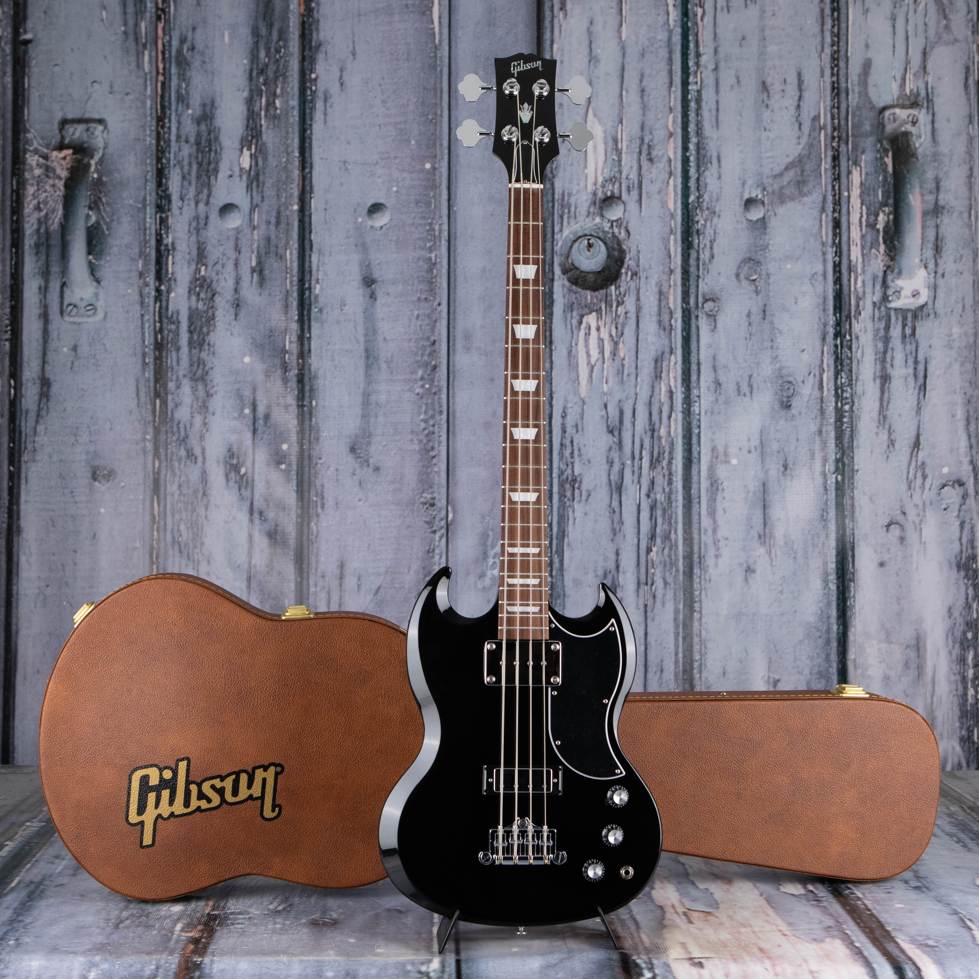 ,Gibson USA SG Standard Electric Bass Guitar, Ebony, case