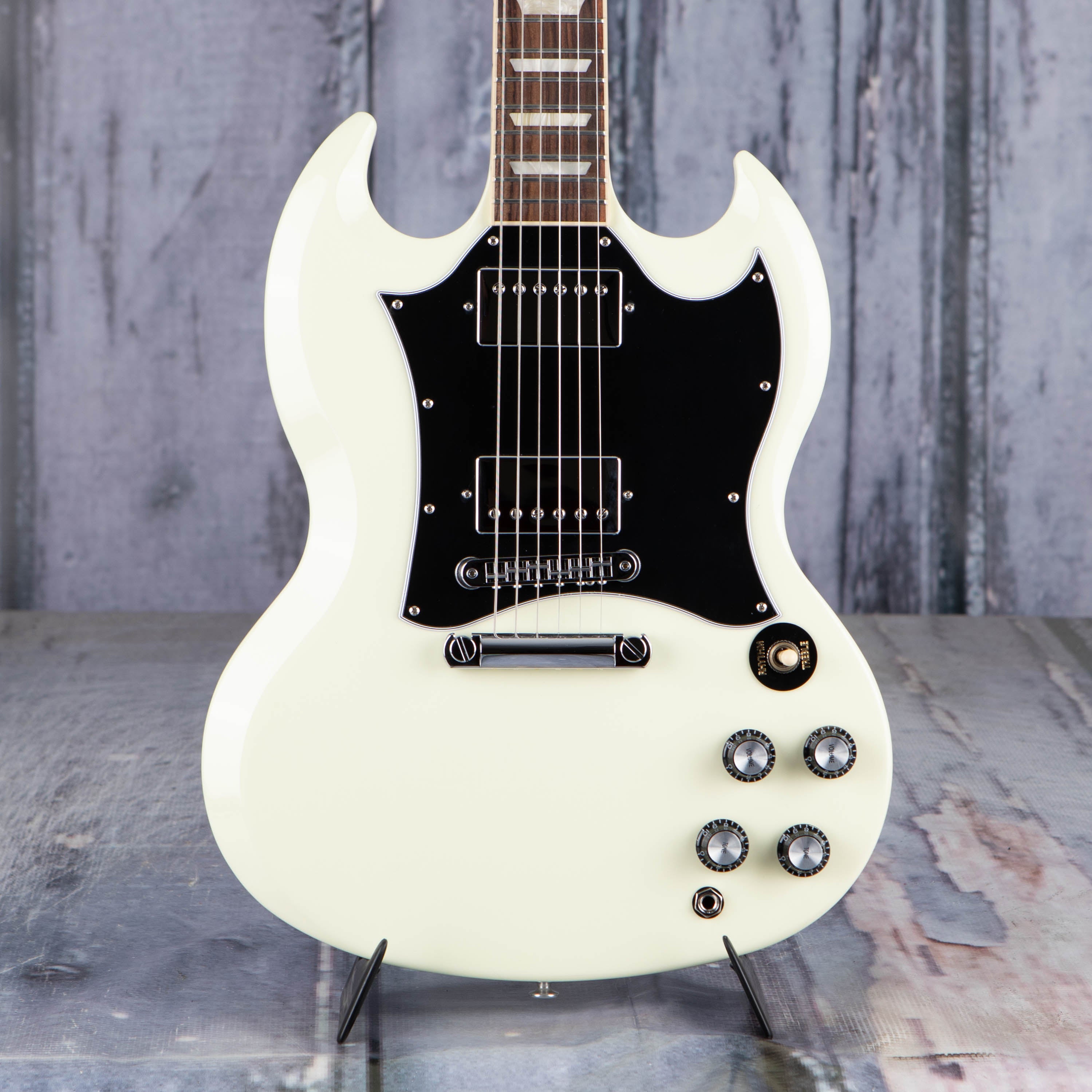 Gibson USA SG Standard Electric Guitar, Classic White, front closeup