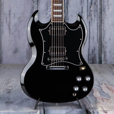 Gibson USA SG Standard Electric Guitar, Ebony, front closeup