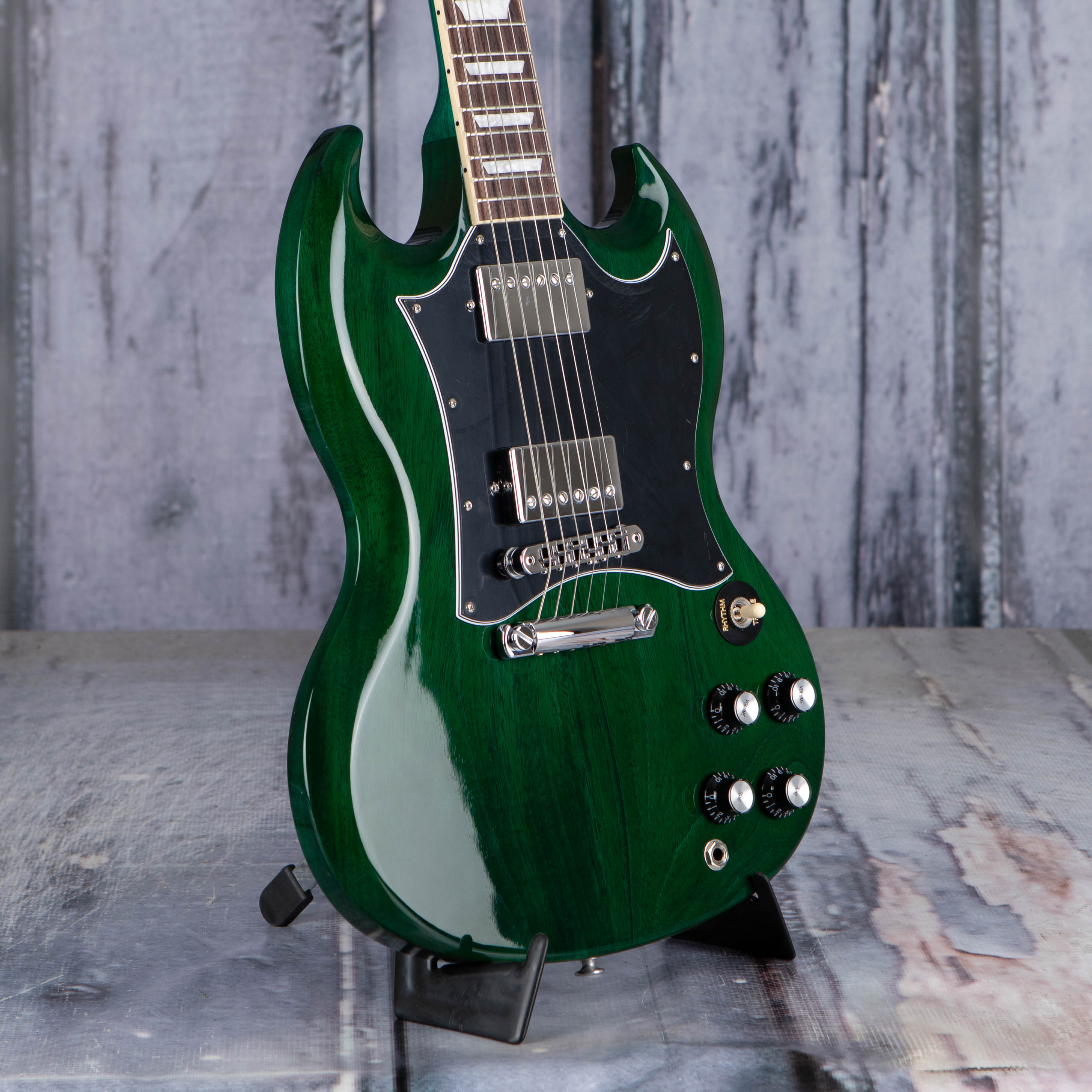 Gibson USA SG Standard Electric Guitar, Translucent Teal, angle