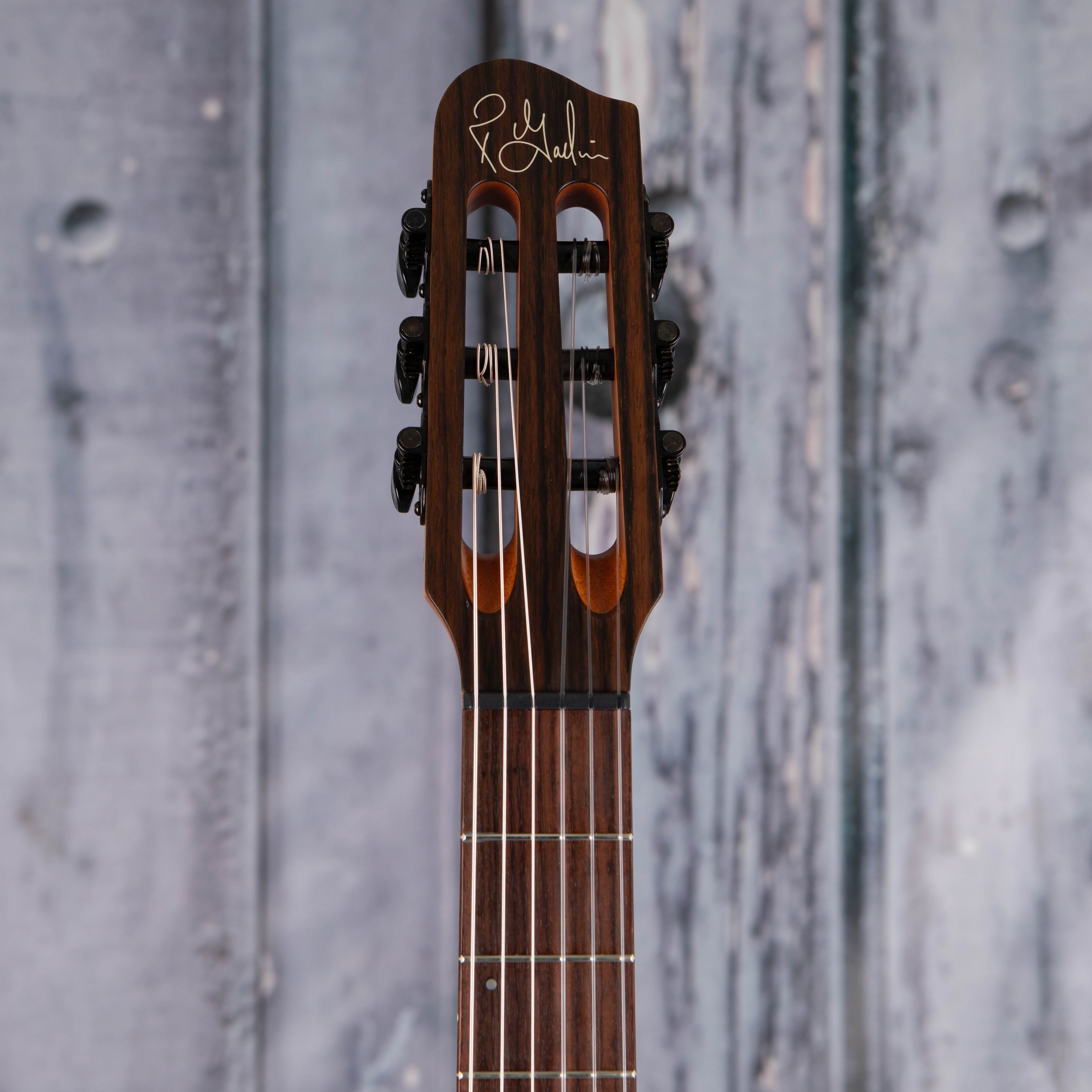 Godin Multiac Mundial Nylon Acoustic/Electric Guitar, Ozark Cream, front headstock