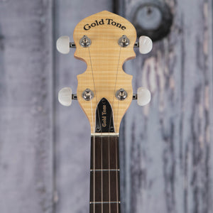 Gold Tone CC-100 Cripple Creek Open Composite Banjo, Natural, front headstock