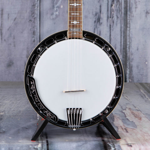 Gold Tone Orange Blossom OB-150 Resonator Banjo, Vintage Brown/Satin, front closeup