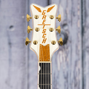 Gretsch Falcon Center Block LTD Double-Cut W/ String-Thru Bigsby Semi-Hollowbody Guitar, Vintage White, front headstock