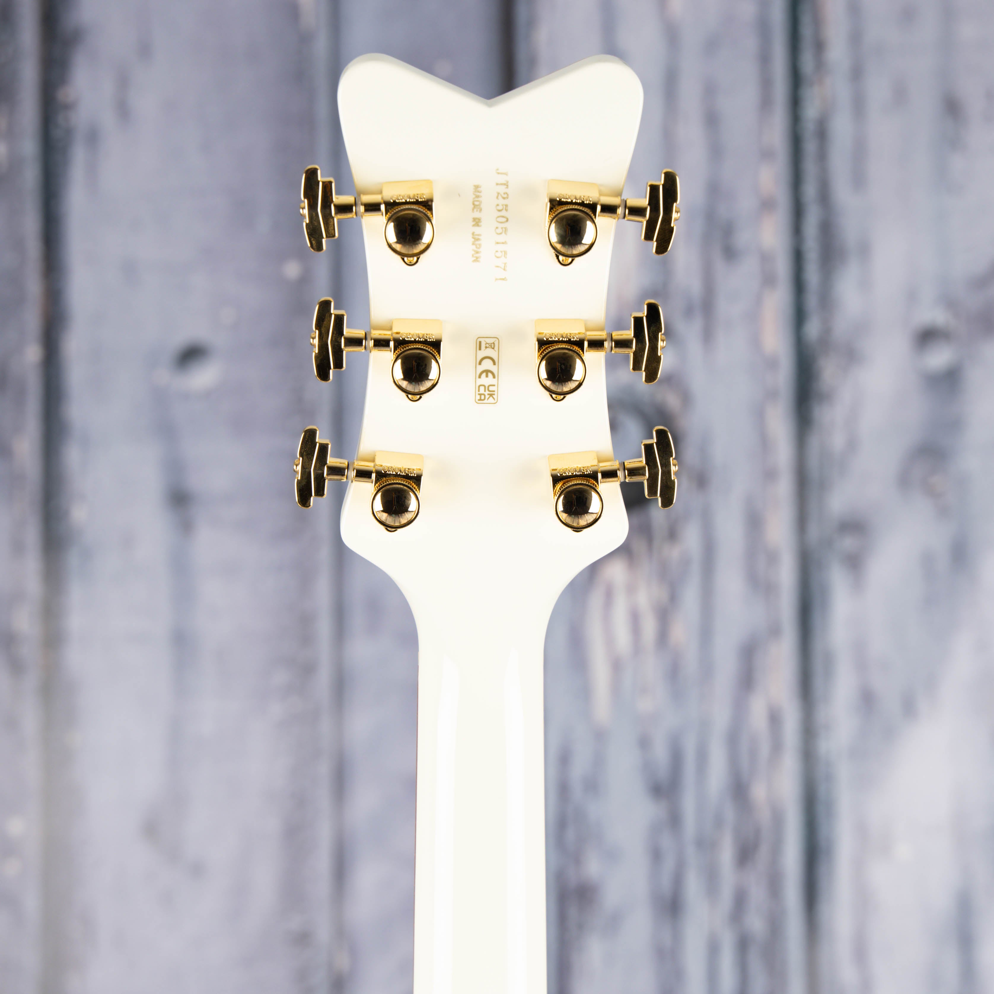 Gretsch Falcon Center Block LTD Double-Cut W/ String-Thru Bigsby Semi-Hollowbody Guitar, Vintage White, back headstock