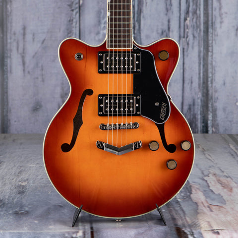 Gretsch G2655 Streamliner Center Block Jr. Double-Cut W/ V-Stoptail Semi-Hollowbody Guitar, Abbey Ale, front closeup
