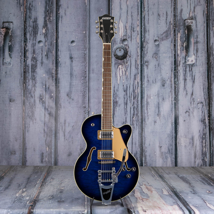 Gretsch G5655T-QM Electromatic Center Block Jr. Single-Cut Quilted Maple With Bigsby Semi-Hollowbody, Hudson Sky