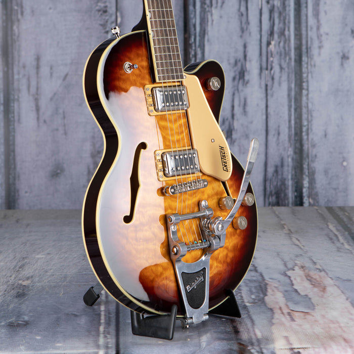 Gretsch G5655T-QM Electromatic Center Block Jr. Single-Cut Quilted Maple With Bigsby Semi-Hollowbody, Sweet Tea
