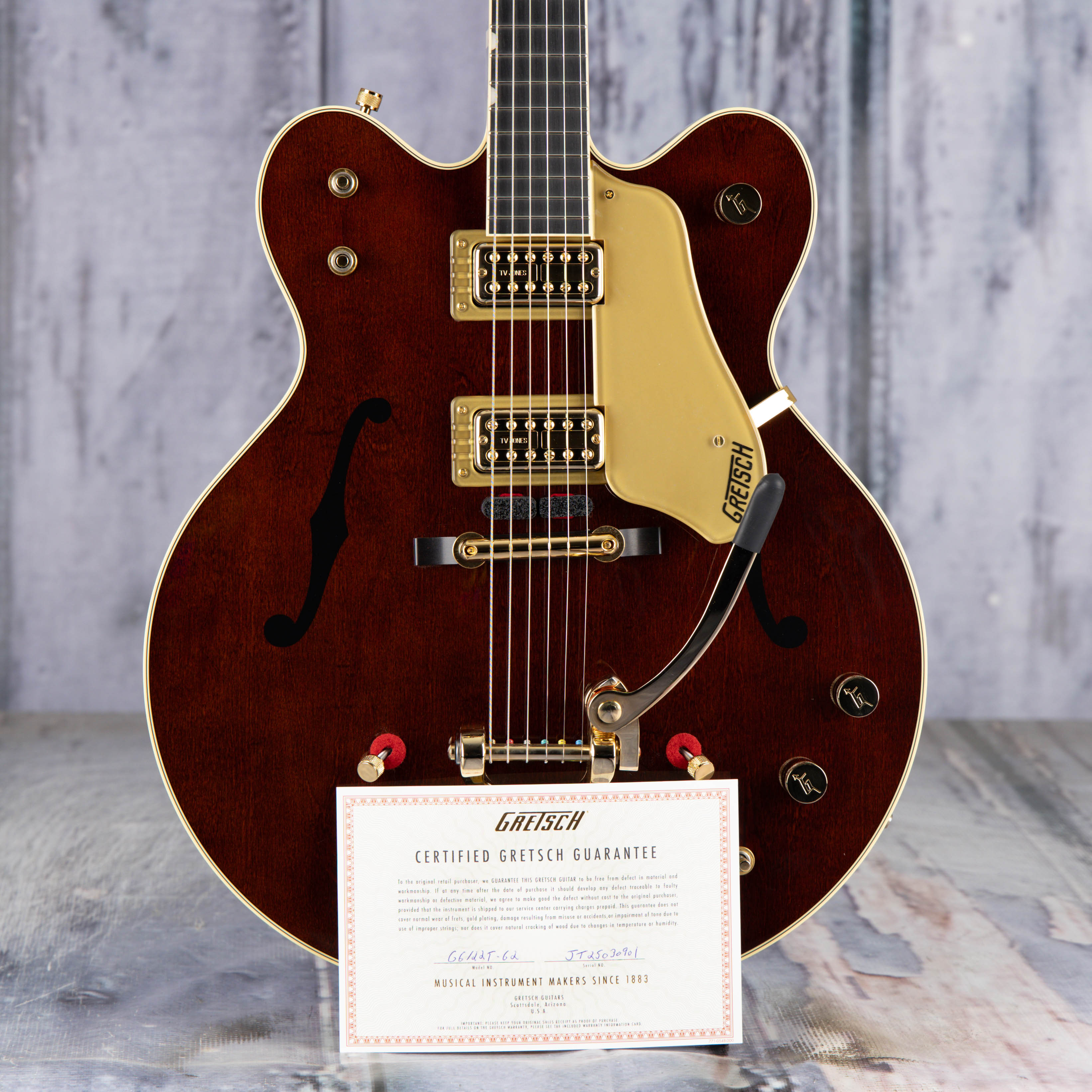 Gretsch G6122T-62 Vintage Select Edition '62 Chet Atkins Country Gentleman Hollowbody W/ Bigsby Electric Guitar, Walnut Stain, coa