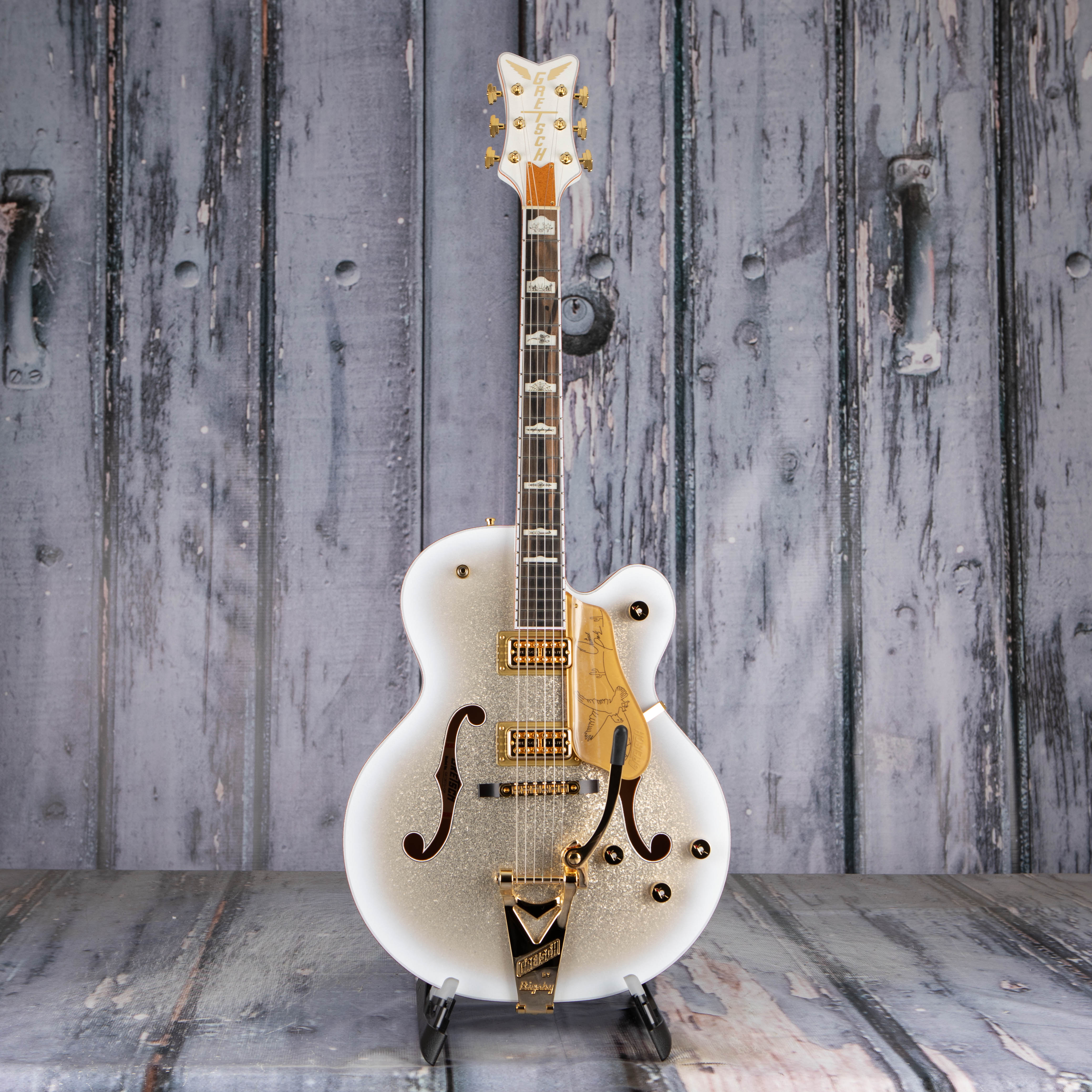 Gretsch G6136TG-OP Limited Edition Orville Peck Falcon W/ String-Thru Bigsby Hollowbody Guitar, Oro Sparkle, front