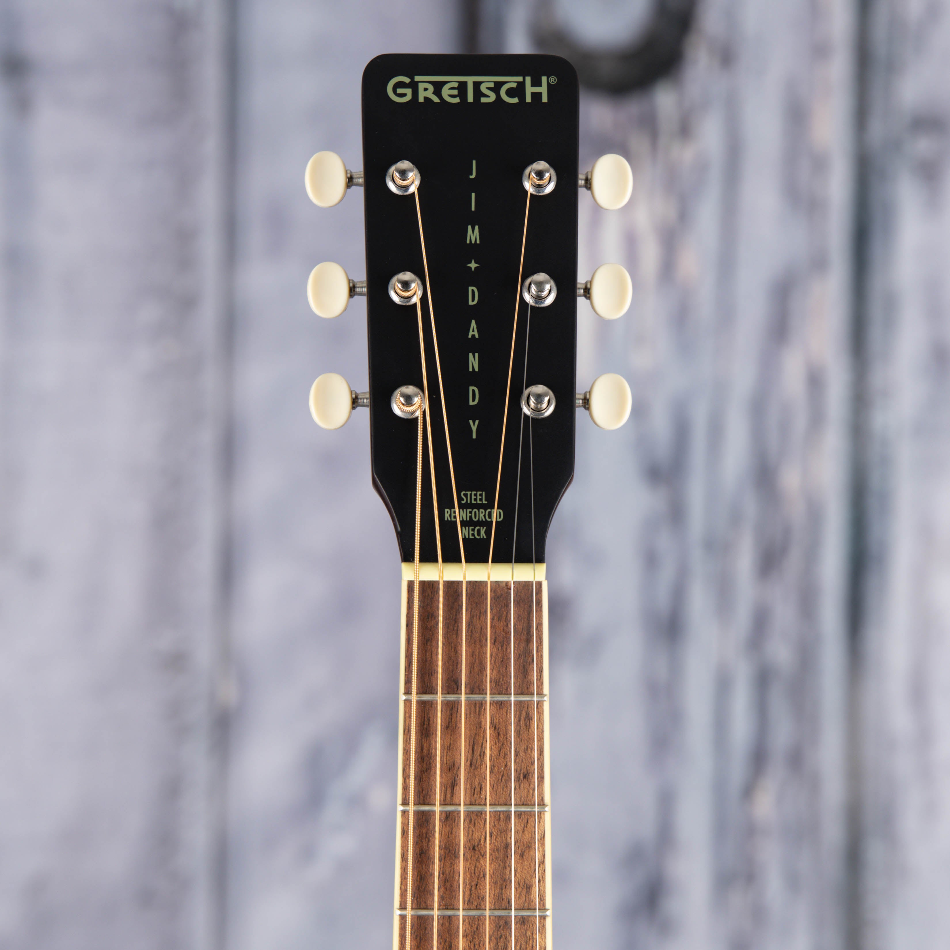 Gretsch Jim Dandy Dreadnought Acoustic Guitar, Deep Cherry Burst, front headstock