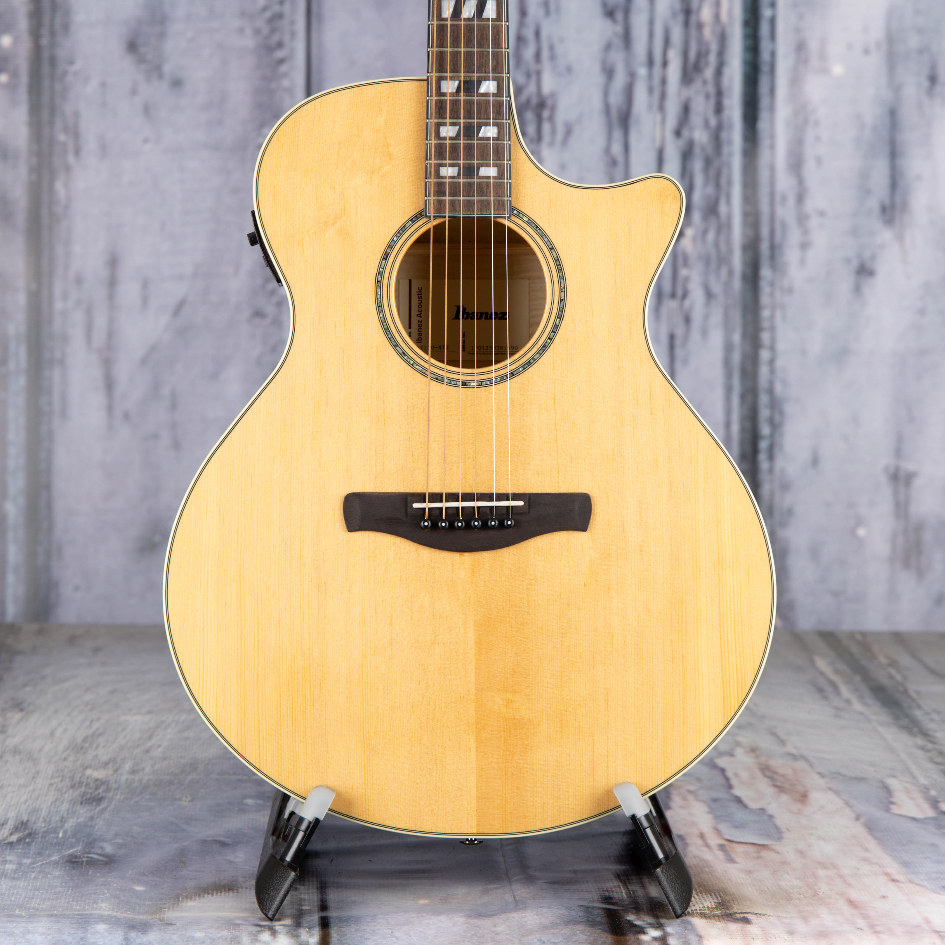 Ibanez AE170 Acoustic/Electric Guitar, Natural, front closeup