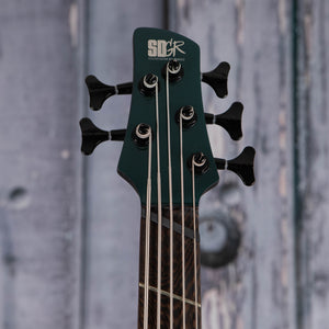 Ibanez Bass Workshop SRMS725 5-String Electric Bass Guitar, Blue Chameleon, front headstock