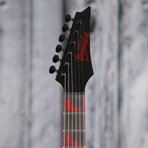 Ibanez GRG131DX Electric Guitar, Black Flat, front headstock