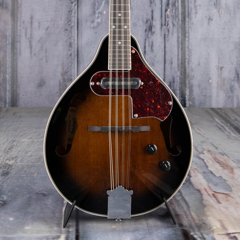 Ibanez M510E A-Style Acoustic/Electric Mandolin, Dark Violin Sunburst High Gloss, front closeup