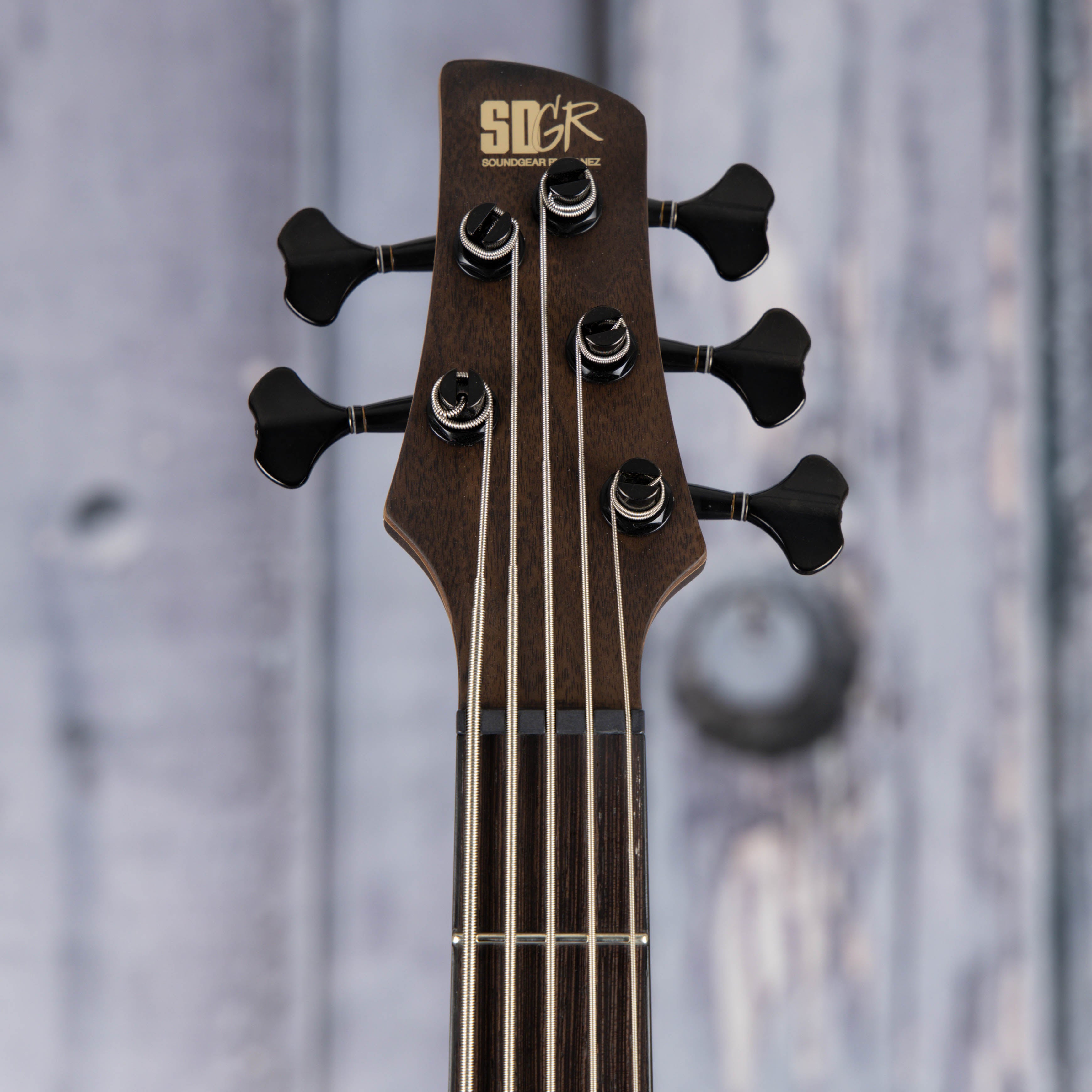 Ibanez Premium SR1355B 5-String Electric Bass Guitar, Dual Mocha Burst Flat, front headstock