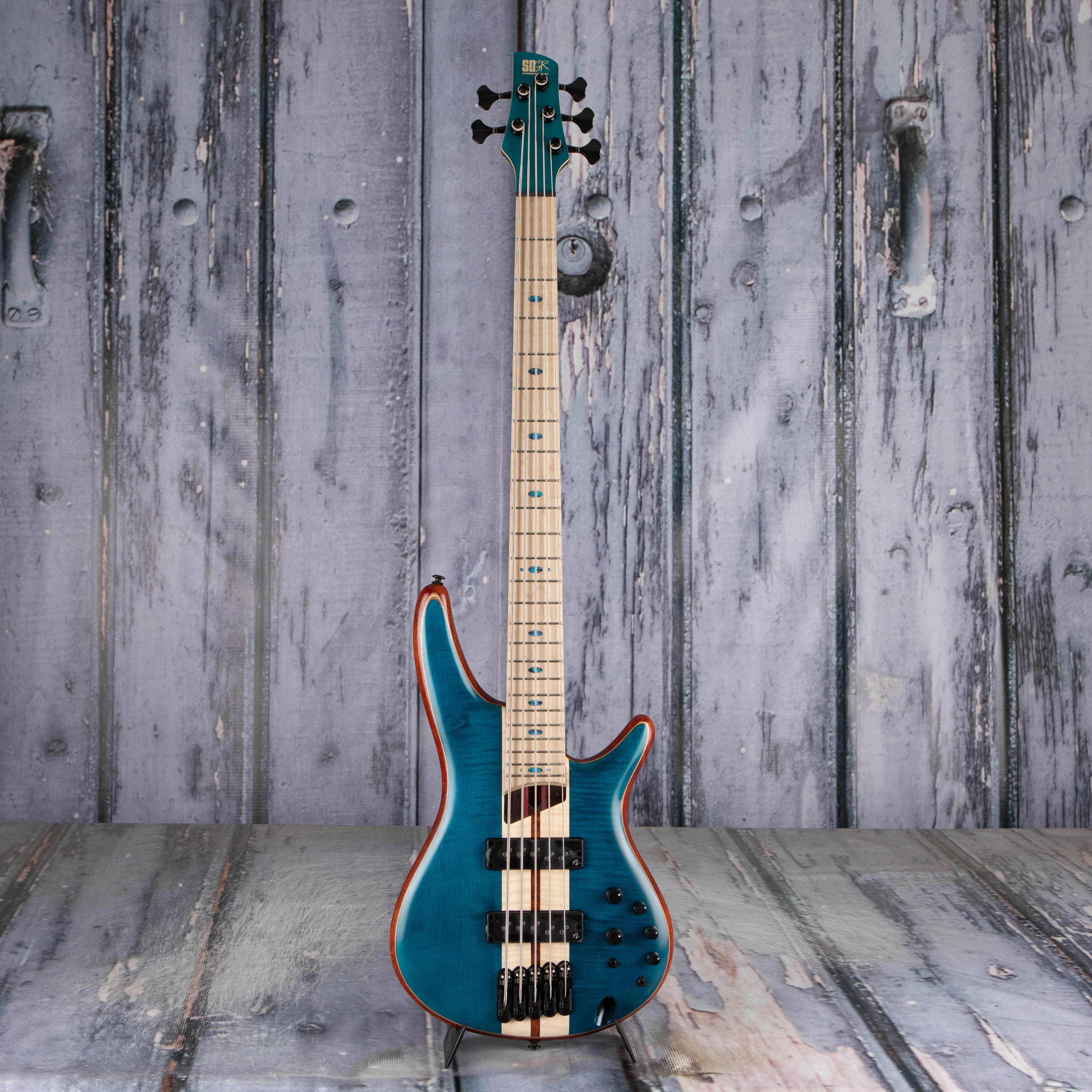 Ibanez Premium SR1425B 5-String Electric Bass Guitar, Caribbean Green Low Gloss, front