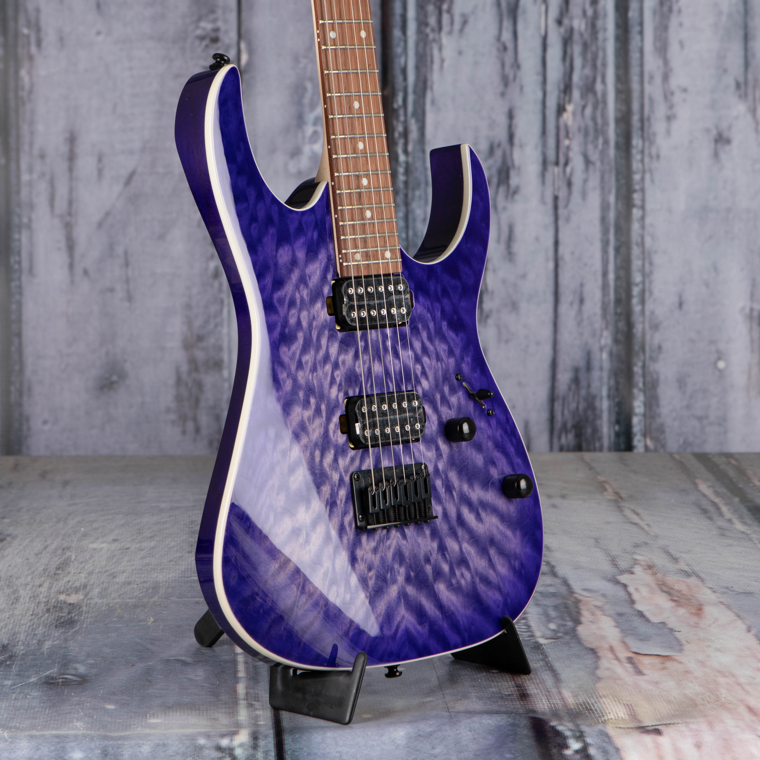 Ibanez RG421QM Electric Guitar, Cerulean Blue Burst, angle