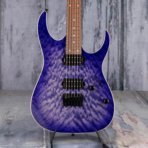 Ibanez RG421QM Electric Guitar, Cerulean Blue Burst, front closeup