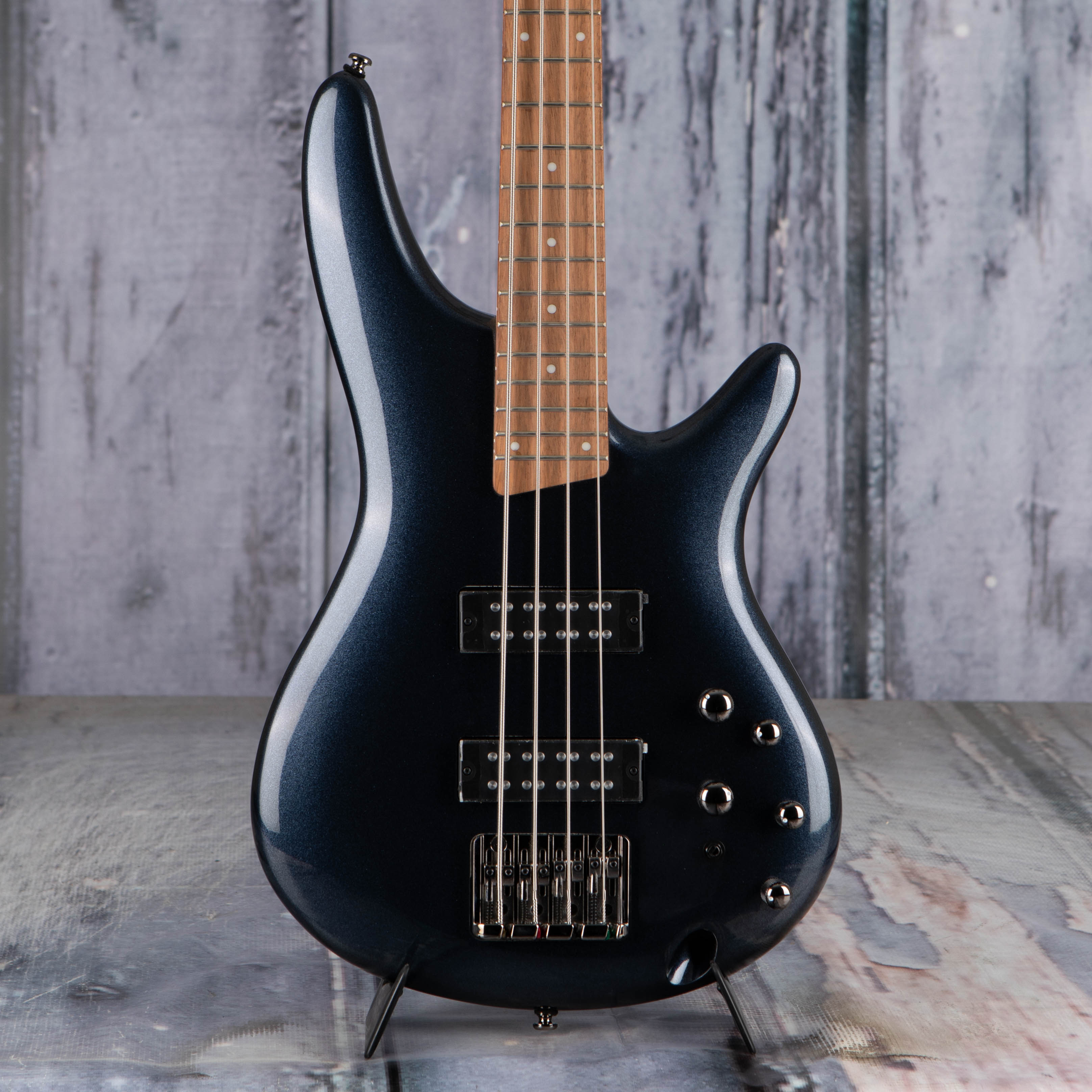 Ibanez SR300E Electric Bass Guitar, Iron Pewter, front closeup