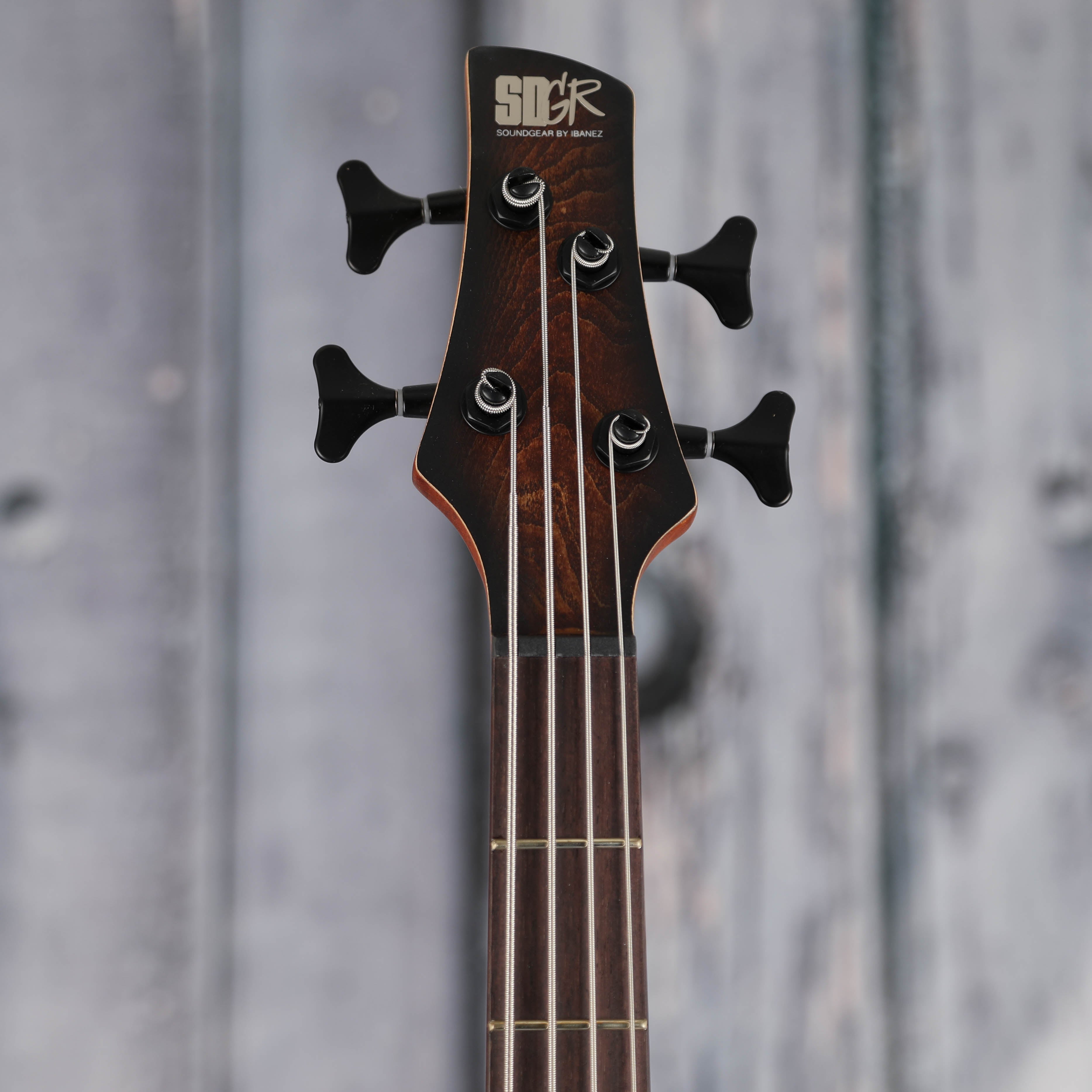 Ibanez SR600E Electric Bass Guitar, Antique Brown Stained Burst, front headstock