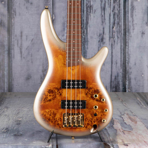 Ibanez Standard SR400EPBDX Electric Bass Guitar, Mars Gold Metallic Burst, front closeup