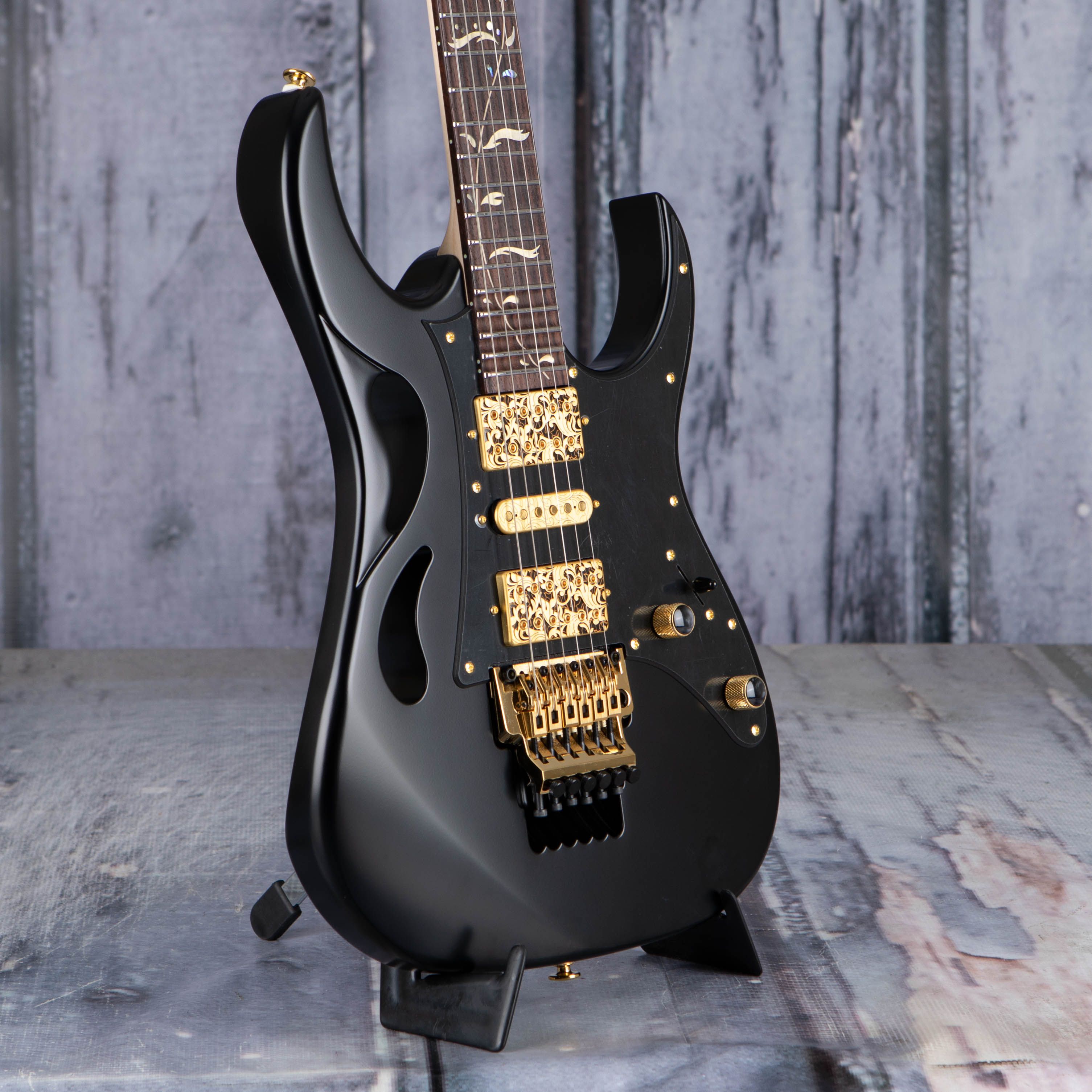 Ibanez Steve Vai Signature PIA3761 Electric Guitar, Onyx Black, angle
