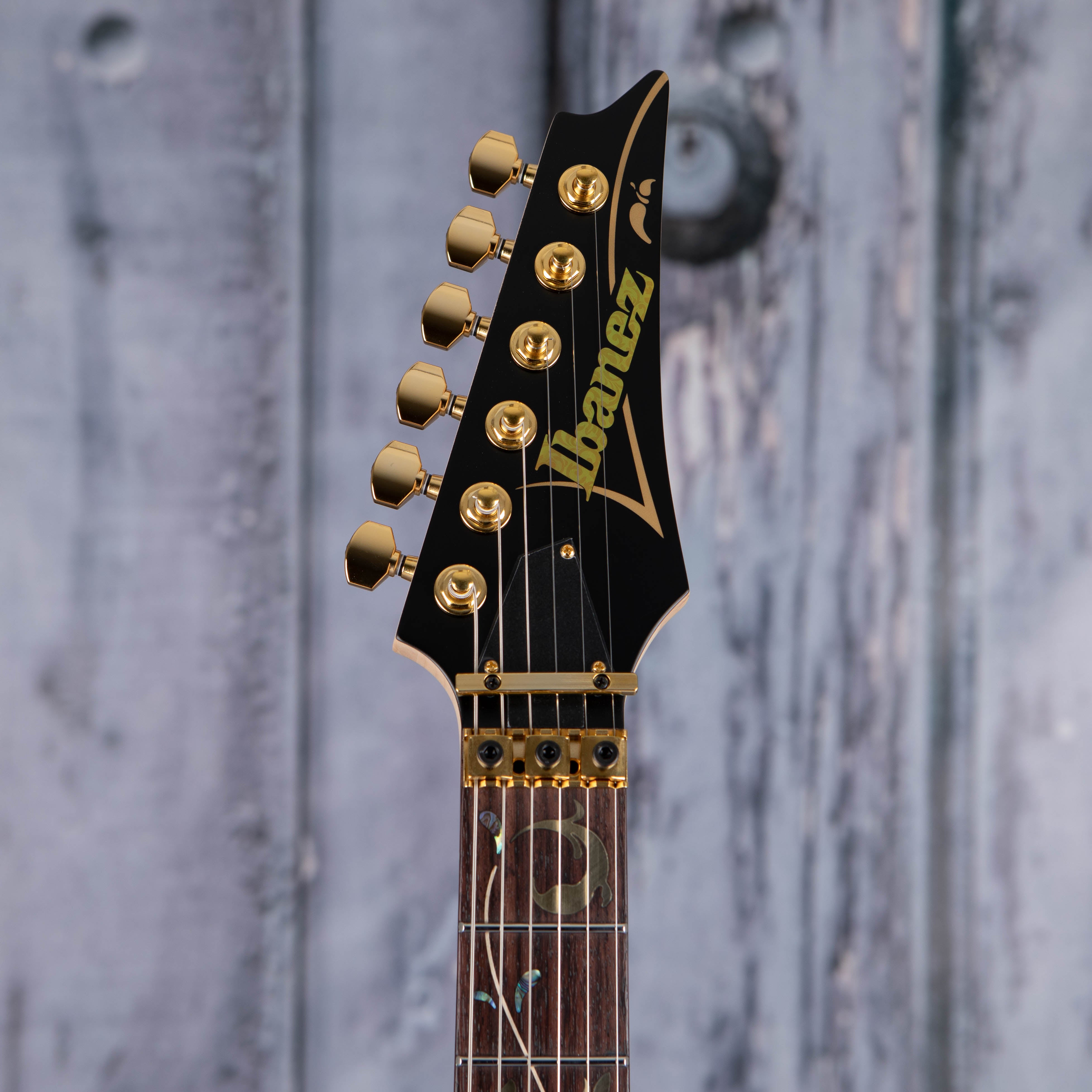 Ibanez Steve Vai Signature PIA3761 Electric Guitar, Onyx Black, front closeup