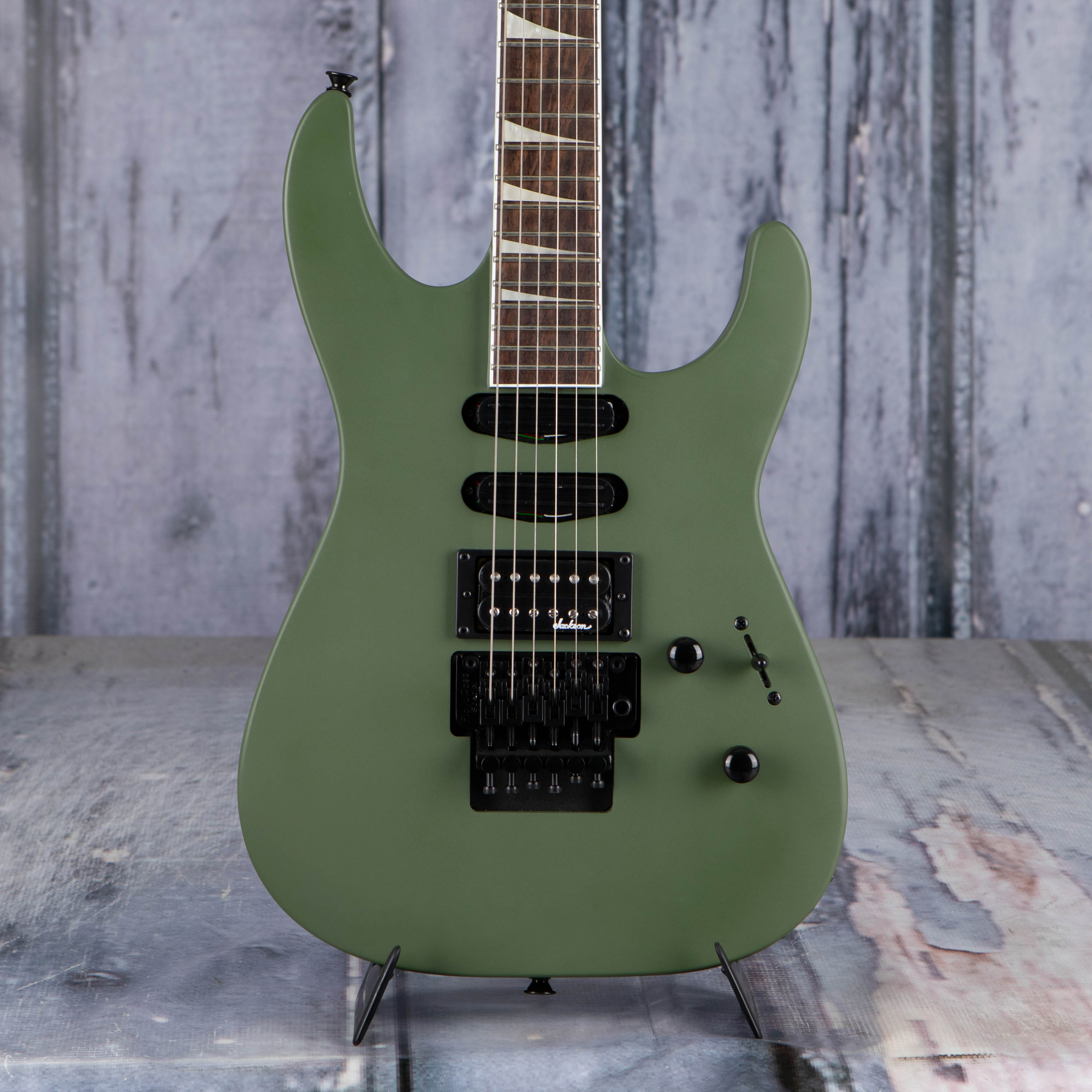 Jackson X Series Soloist SL3X DX Electric Guitar, Matte Army Drab, front closeup