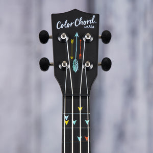 Kala LTP-SCC Learn To Play Color Chord Ukulele, Black, front headstock