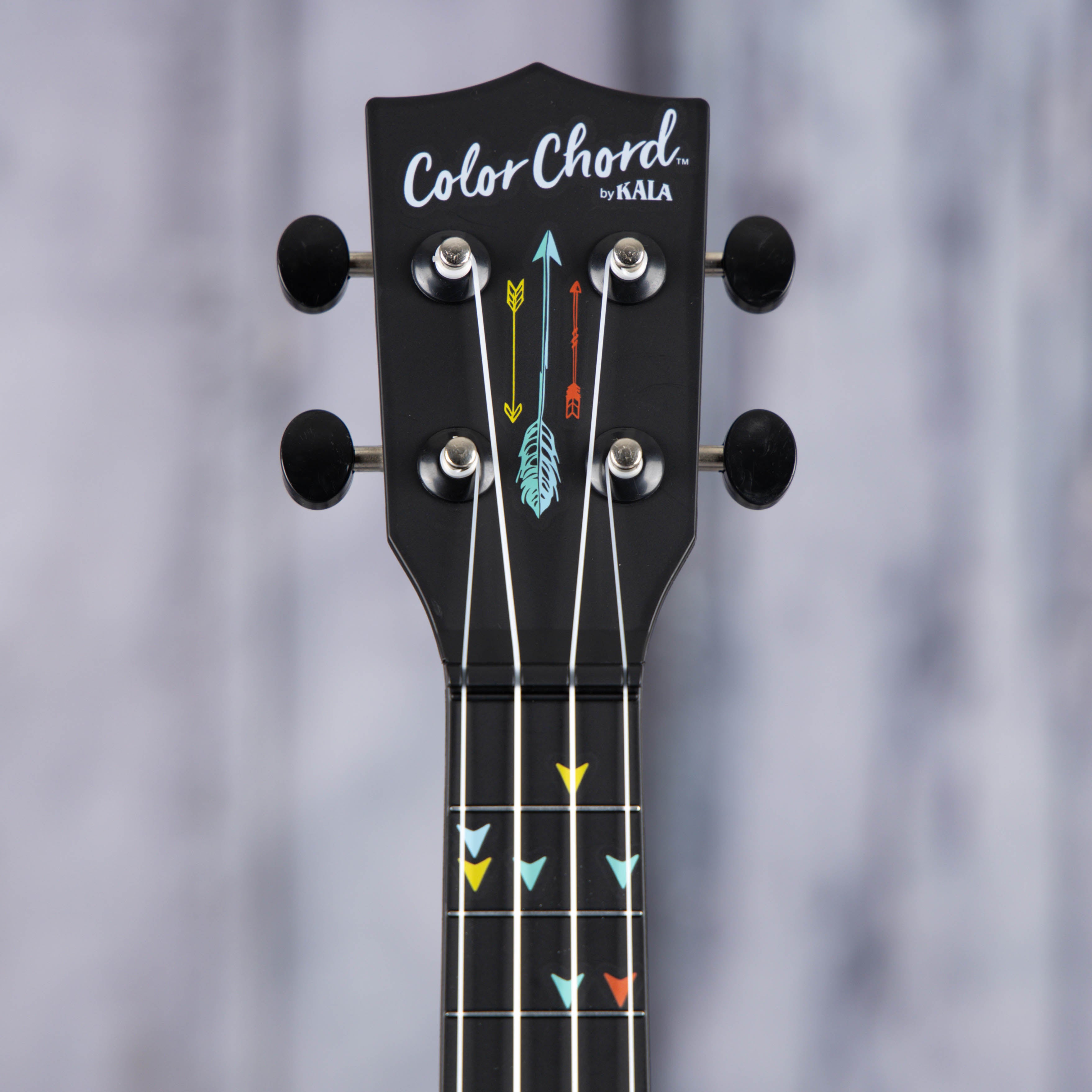 Kala LTP-SCC Learn To Play Color Chord Ukulele, Black, front headstock