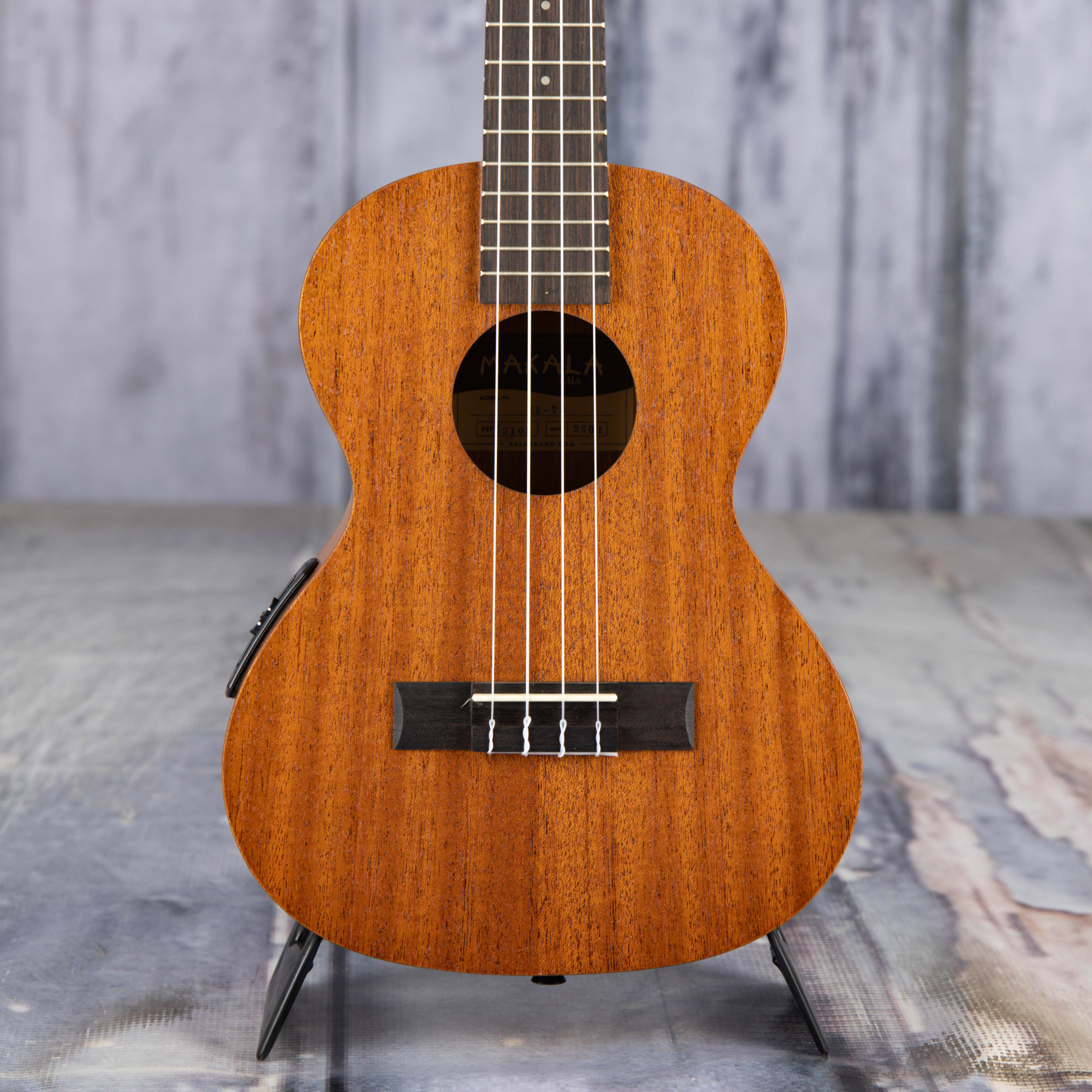 Kala MK-TE Makala Tenor Acoustic/Electric Ukulele, Natural, front closeup