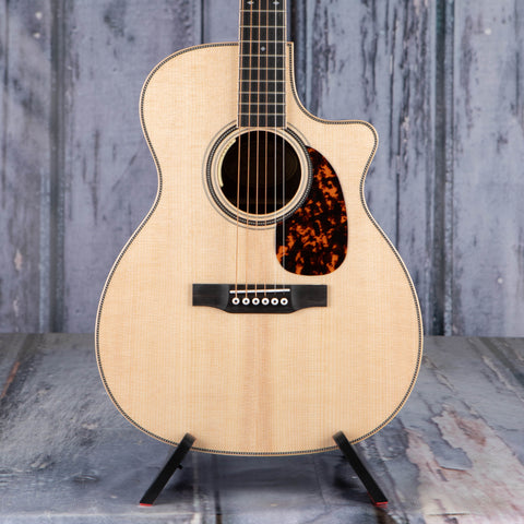 Larrivee OMV-44RE Acoustic/Electric Guitar, Natural, front closeup