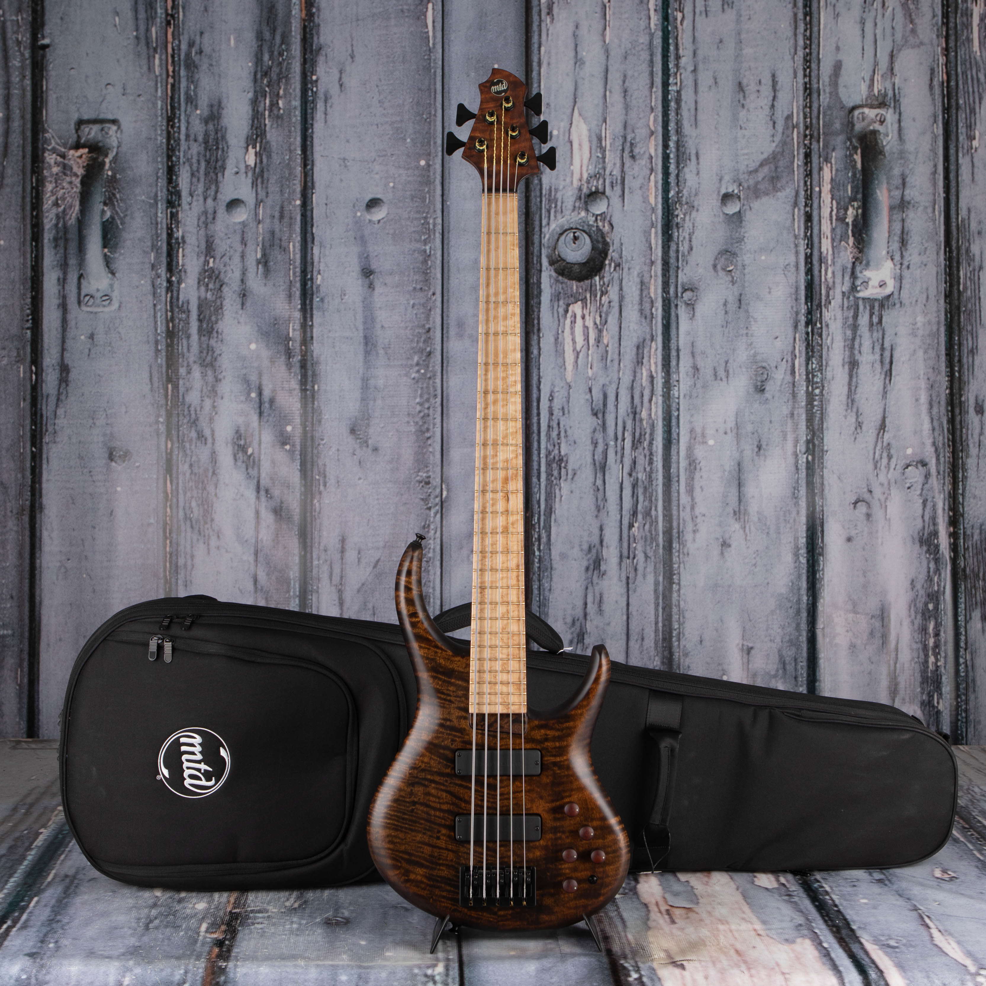 MTD 534-24/17 5-String Electric Bass Guitar, Dark Amber Stain, bag